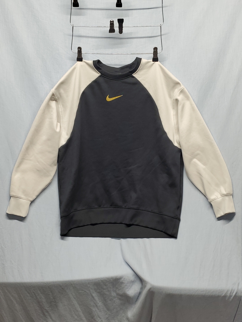 Nike Charcoal and Cream Crewneck Sweatshirt with Gold Swoosh #329
